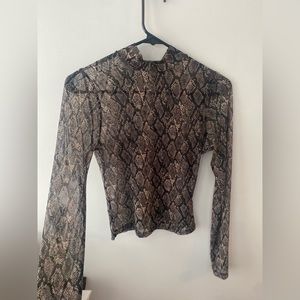 Snake print mesh top.
